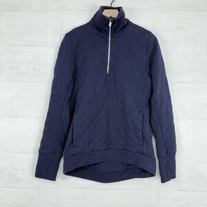 Lululemon Quilted Sweatshirt Sweater Women 6 Navy Forever Warm Pullover 1/2 Zip
